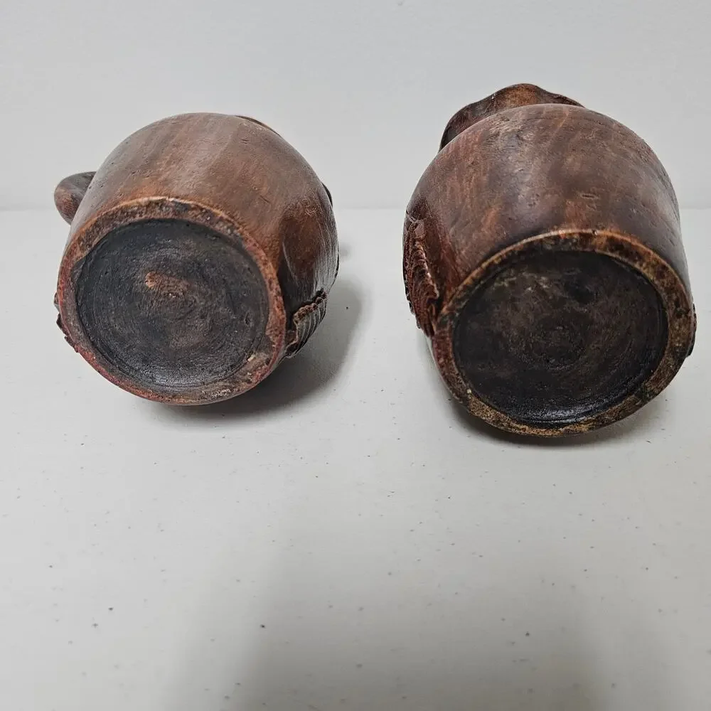 Set of 2 Handcrafted Guatamalan Vases with Three Dimensional Houses